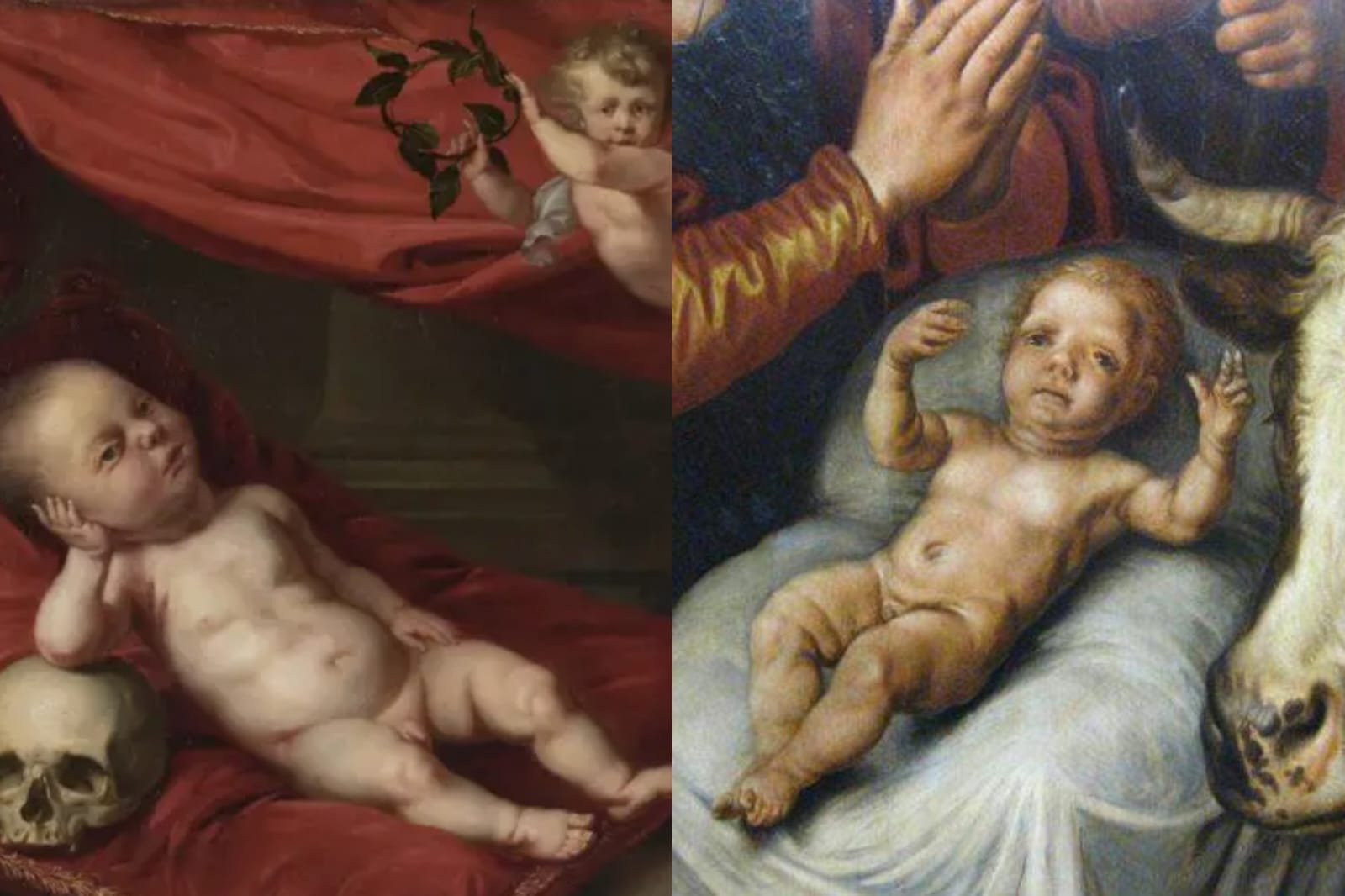 Contoh lukisan bayi dari Abad Pertengahan yang menerapkan konsep Homunculus, menampilkan fitur wajah dewasa pada tubuh mungil sebagai simbol kebijaksanaan.